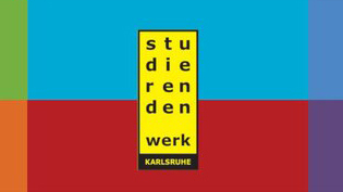 Logo mit buntem Hintergrund des Studierendenwerks Karlsruhe